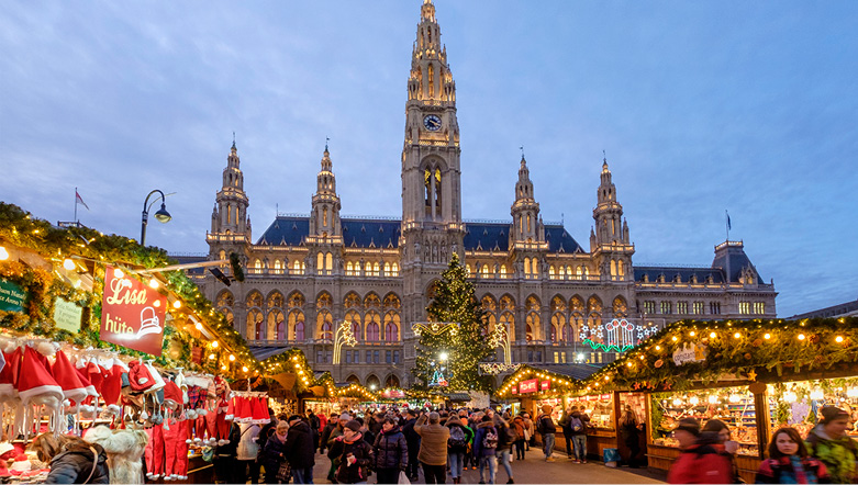 Christmas markets located in front of the Vienna City Hall