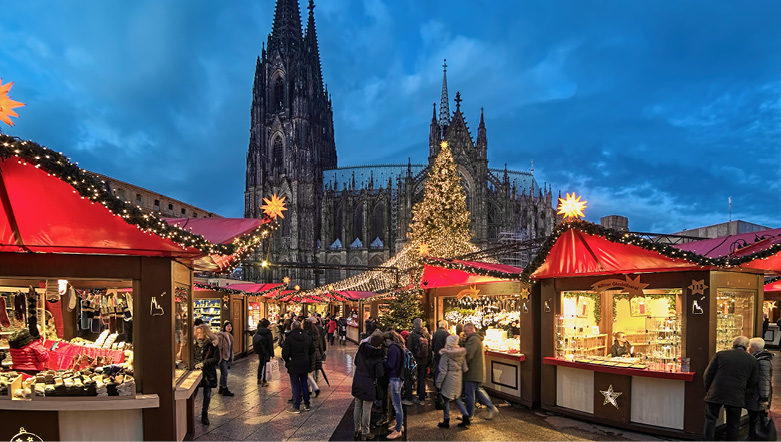 Famous Christmas markets in front of the Cathedral in Cologne, Germany
