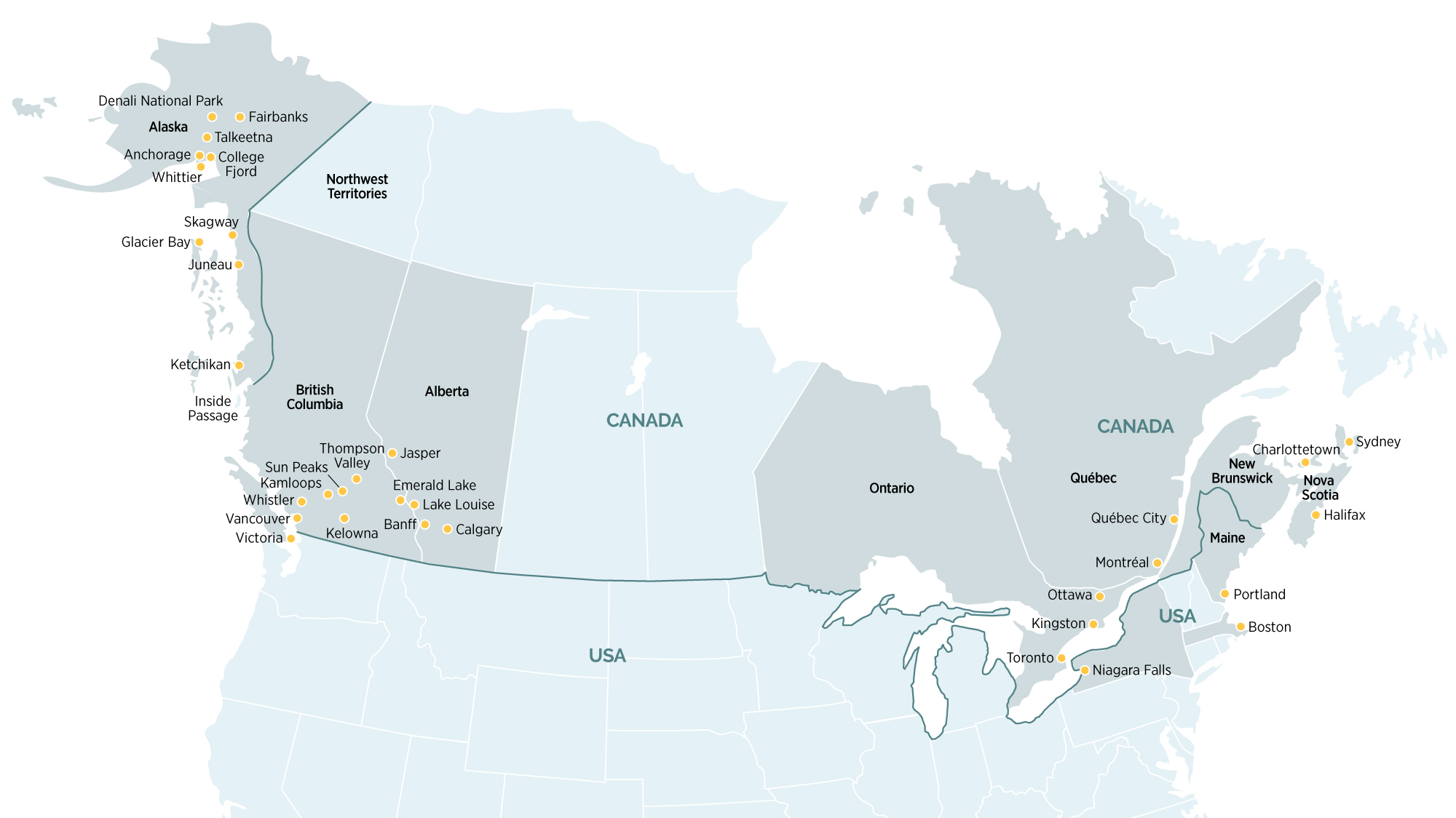 Map of Canada and Alaska