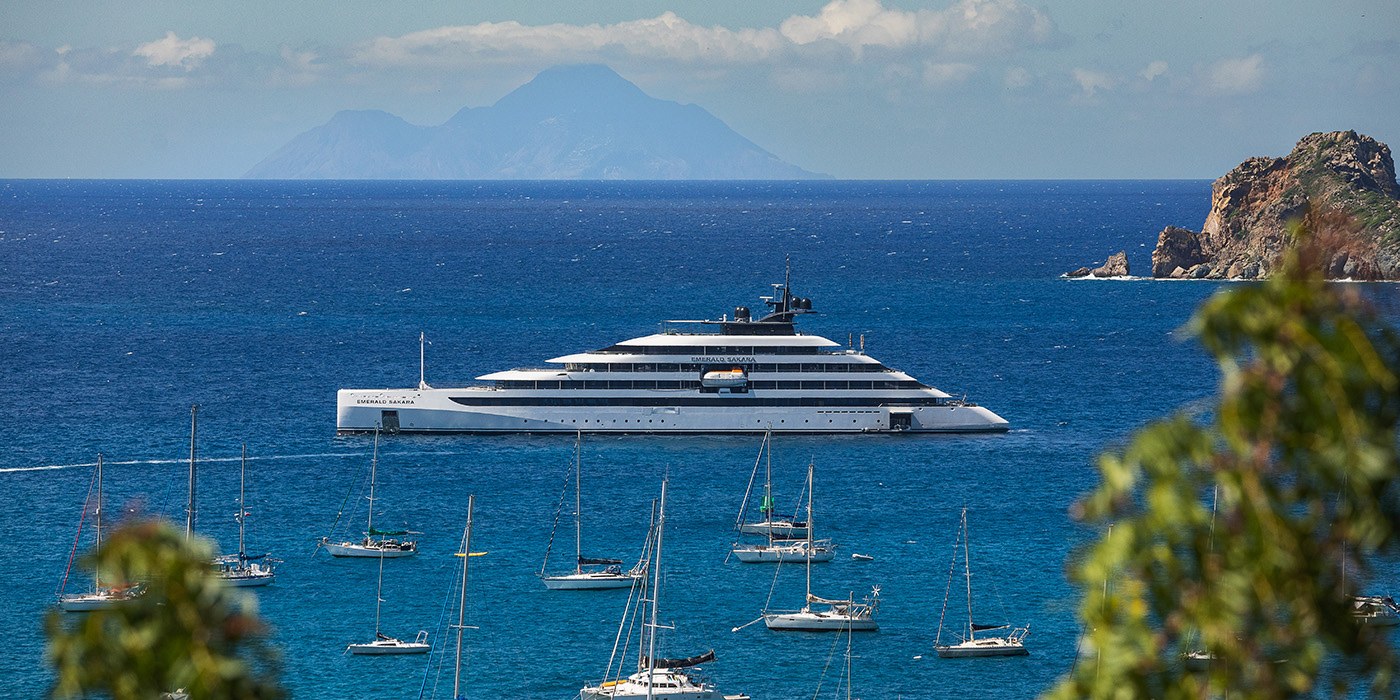 Emerald Sakara cruising St Barts, Caribbean