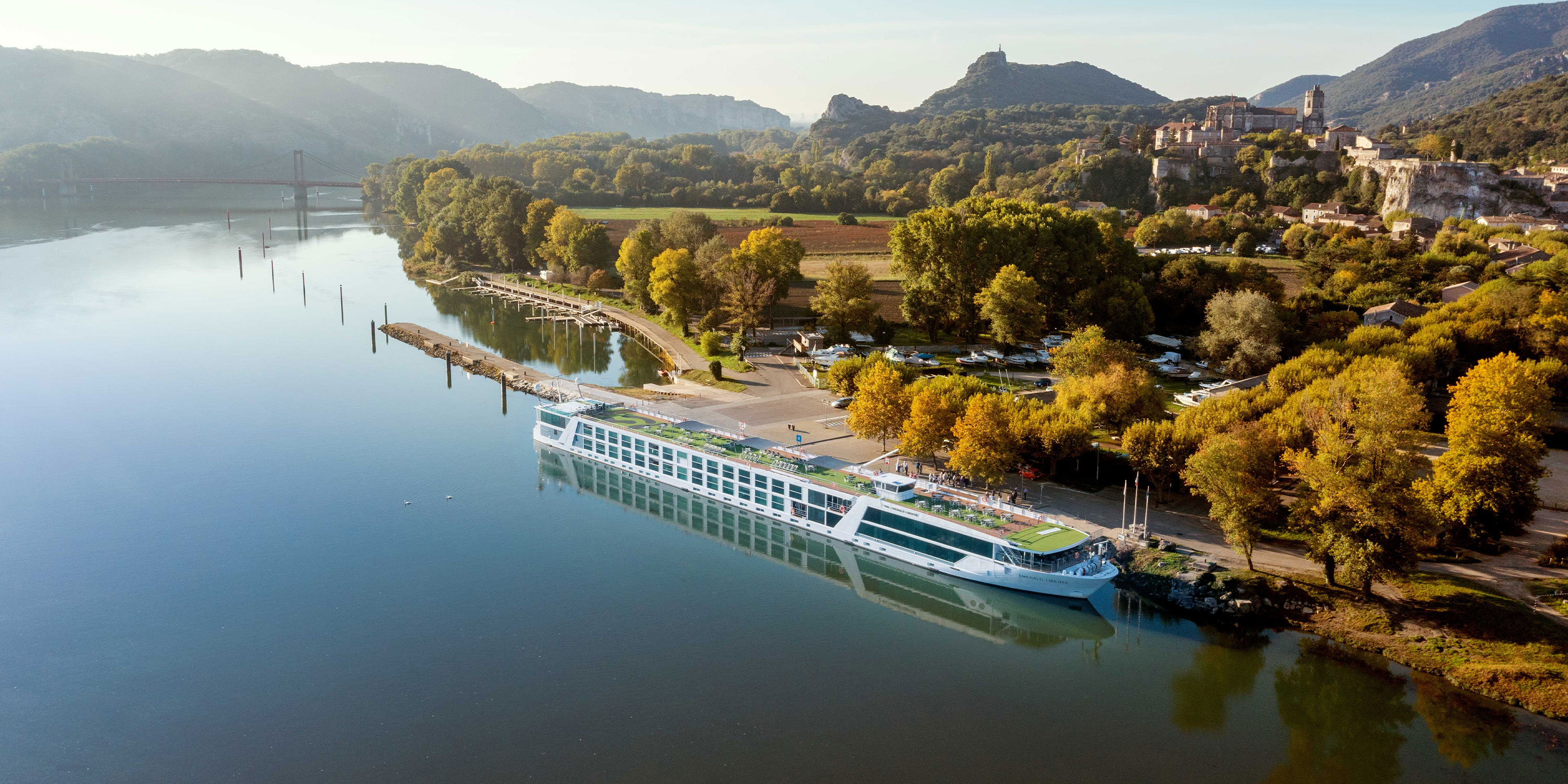 river cruise ship on the river in Viviers France