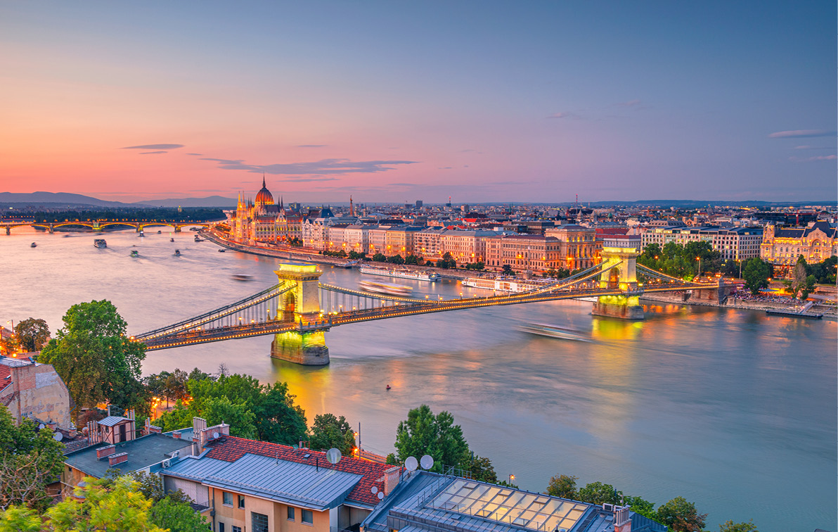 Panorama of Parliament Buildings in Budapest