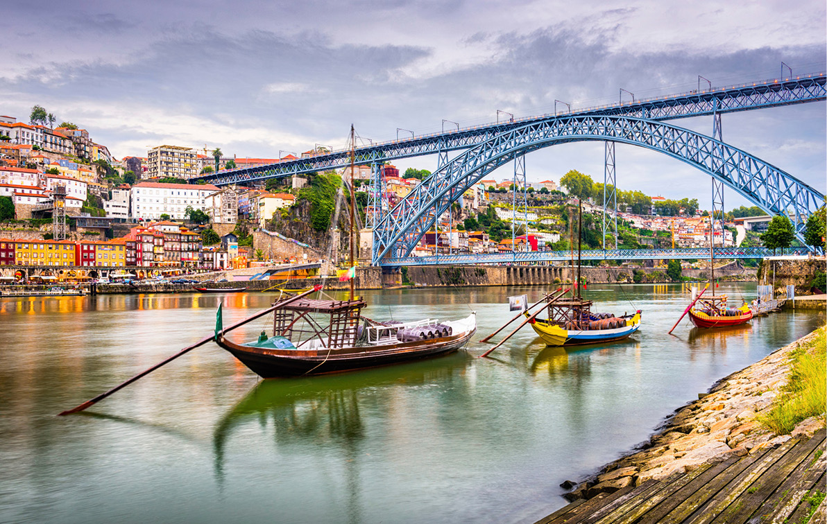 Porto, view of the River Douro with fishing boats, portugal
