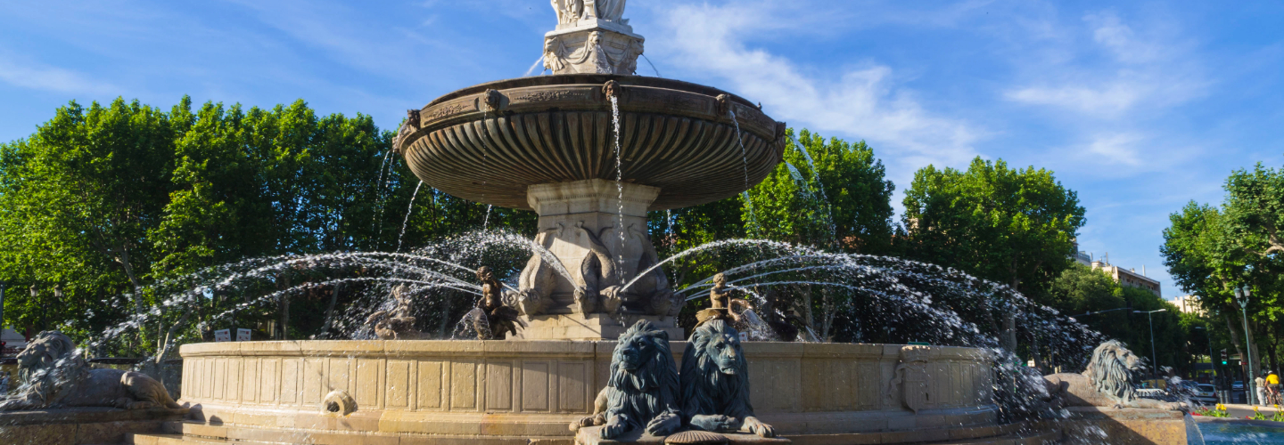 The striking Rotunda Fountain in Aix-en-Provence