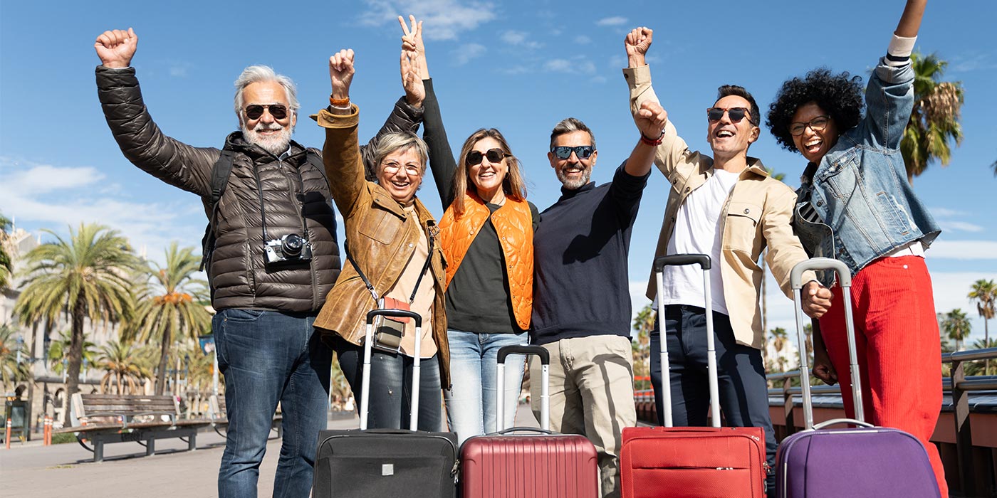 Group travelling with their luggage
