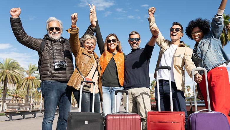 Group travelling with their luggage